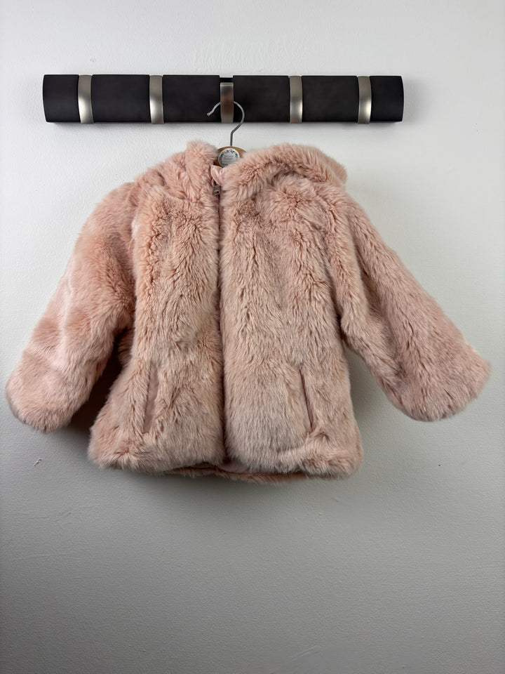 M&S Pink Faux Fur Jacket 18-24 Months-Jackets-Second Snuggle Preloved