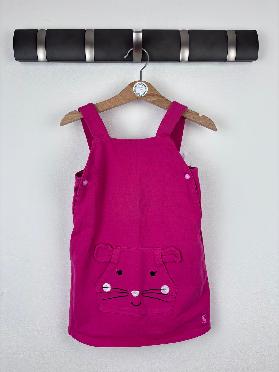 Joules Pink Pinafore Dress with Mouse Pocket 12-18 Months-Dresses-Second Snuggle Preloved
