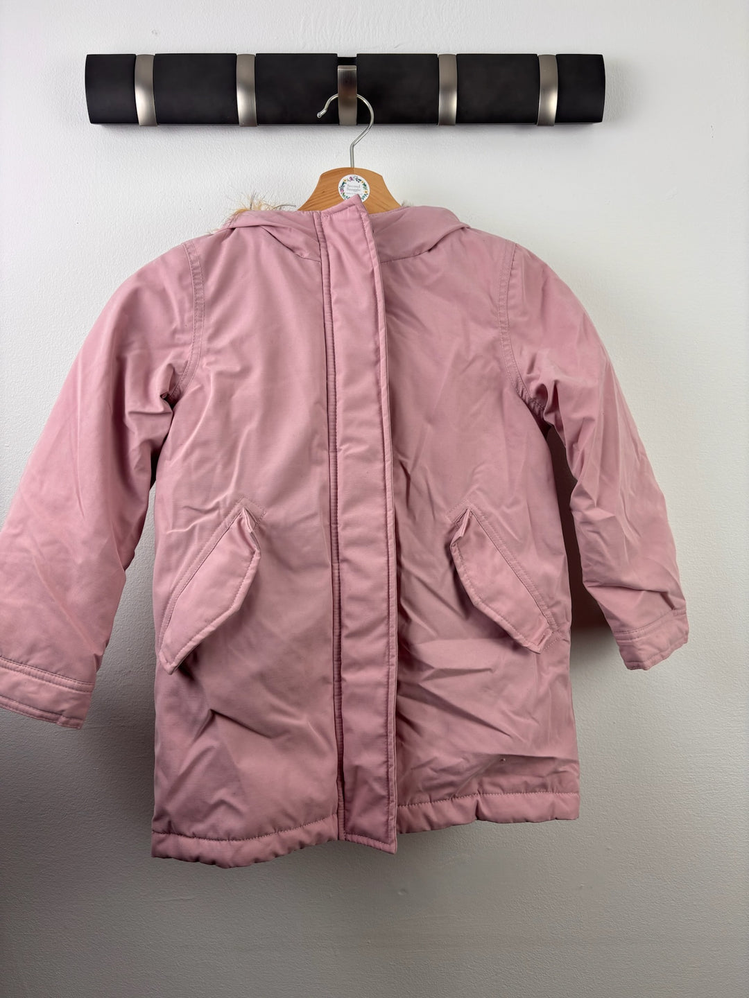 Boden Pink Faux Fur Hooded Parka Coat 8-9 Years