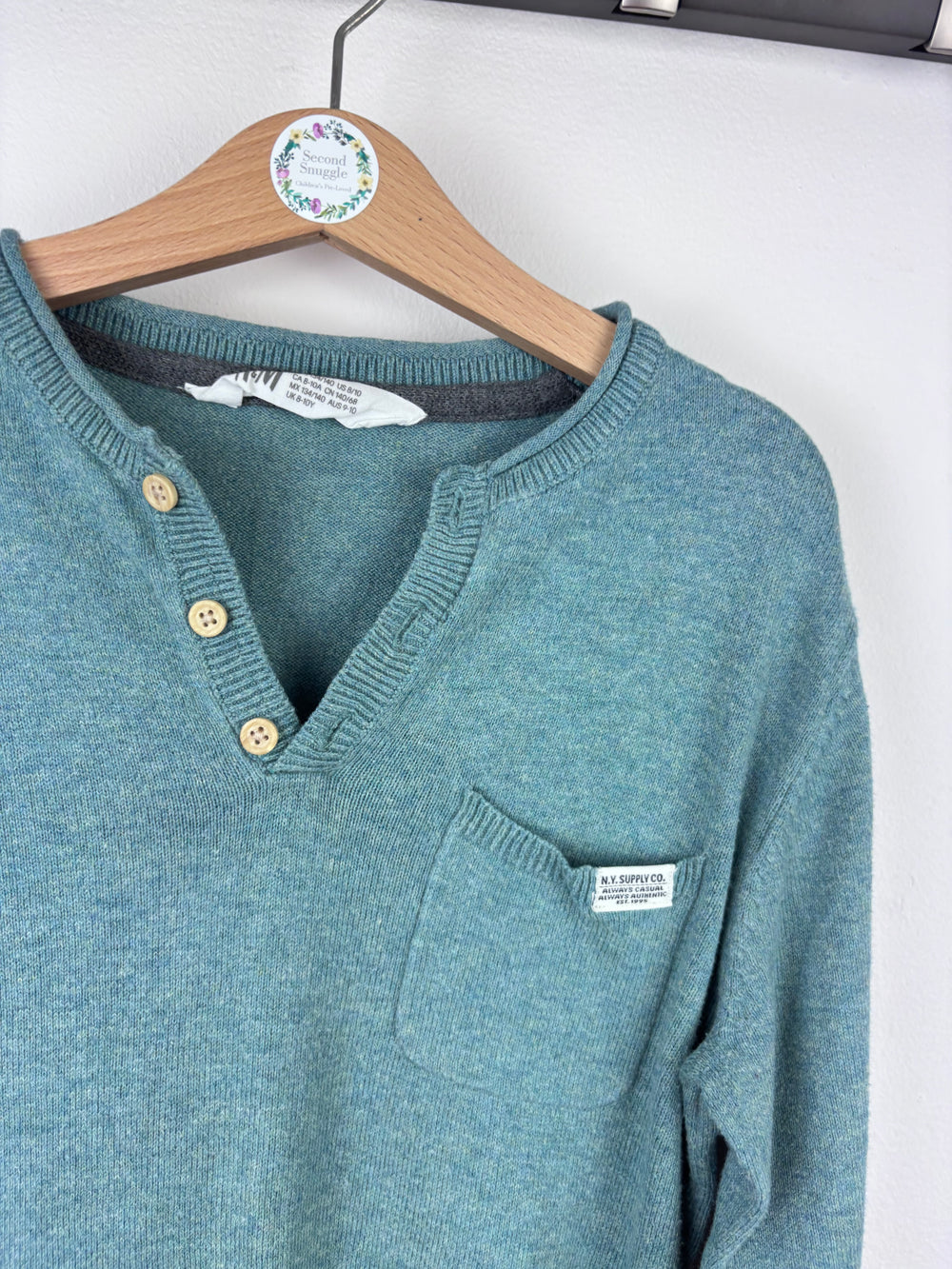 H&M Blue Knit Top 8-10 Years-Jumpers-Second Snuggle Preloved