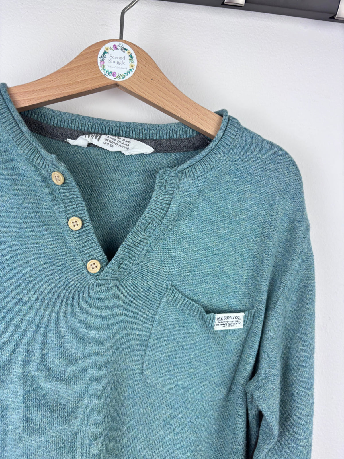 H&M Blue Knit Top 8-10 Years-Jumpers-Second Snuggle Preloved
