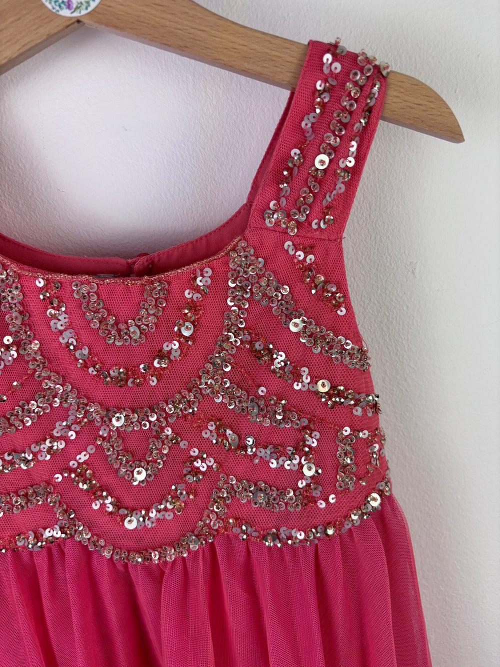 Monsoon Pink Sequin Tulle Party Dress 5-6 Years-Dresses-Second Snuggle Preloved