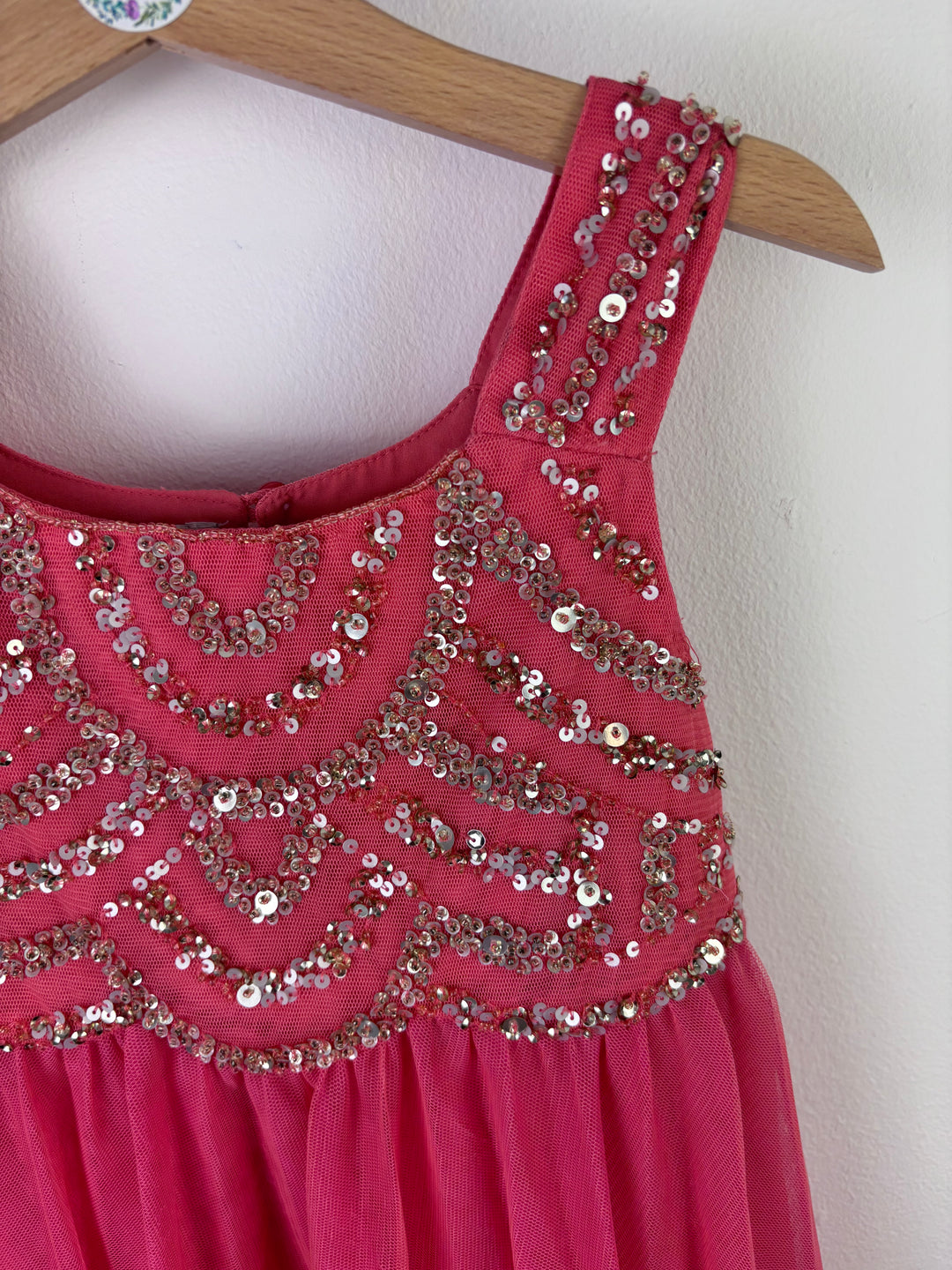 Monsoon Pink Sequin Tulle Party Dress 5-6 Years-Dresses-Second Snuggle Preloved
