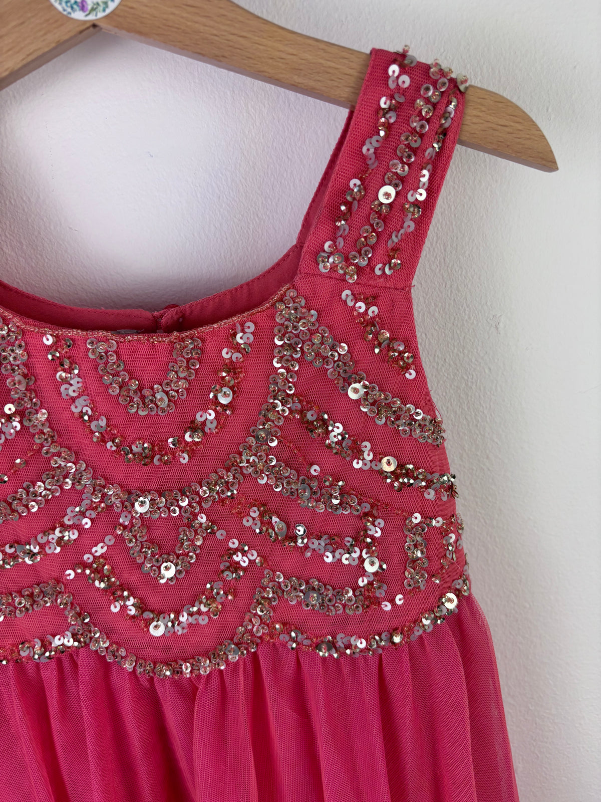 Monsoon Pink Sequin Tulle Party Dress 5-6 Years-Dresses-Second Snuggle Preloved