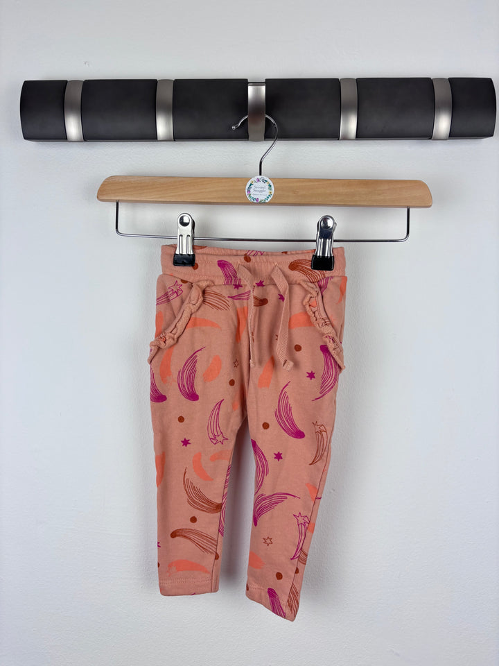 Soft Peach Leggings with Shooting Stars 6 Months-Trousers-Second Snuggle Preloved