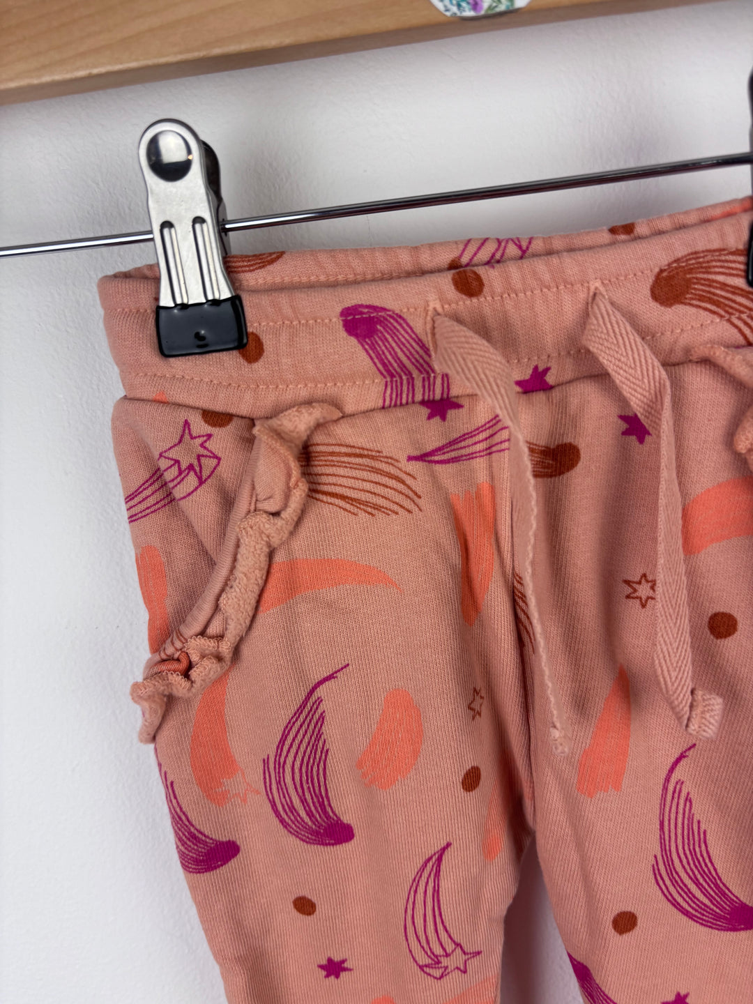 Soft Peach Leggings with Shooting Stars 6 Months-Trousers-Second Snuggle Preloved