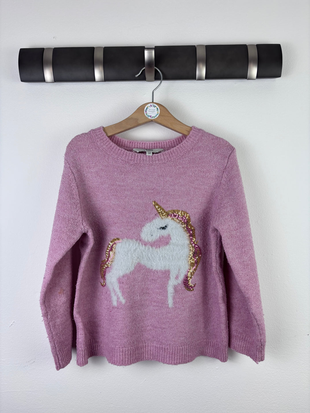 Peacocks Pink Unicorn Knitted Jumper 5-6 Years-Jumpers-Second Snuggle Preloved