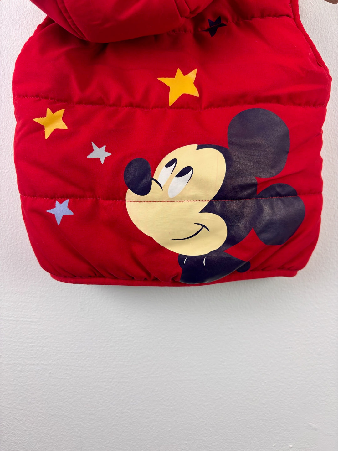 Disney Red Mickey Mouse Padded Hooded Gilet 3-6 Months