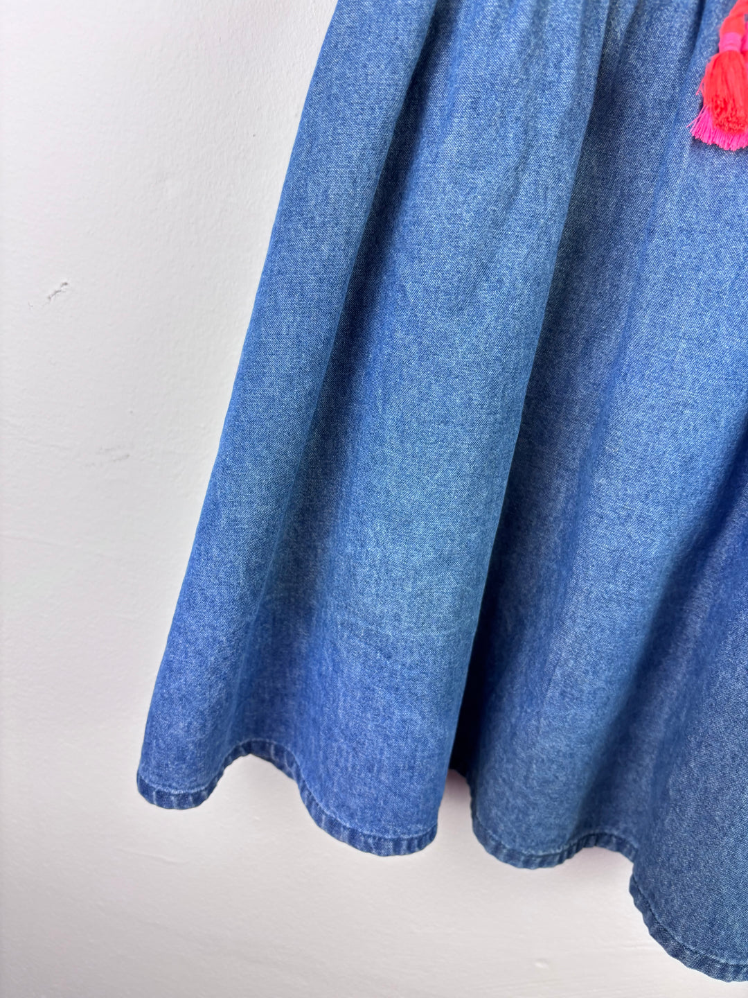 Next Denim Floral Embroidered Dress 5-6 Years-Dresses-Second Snuggle Preloved