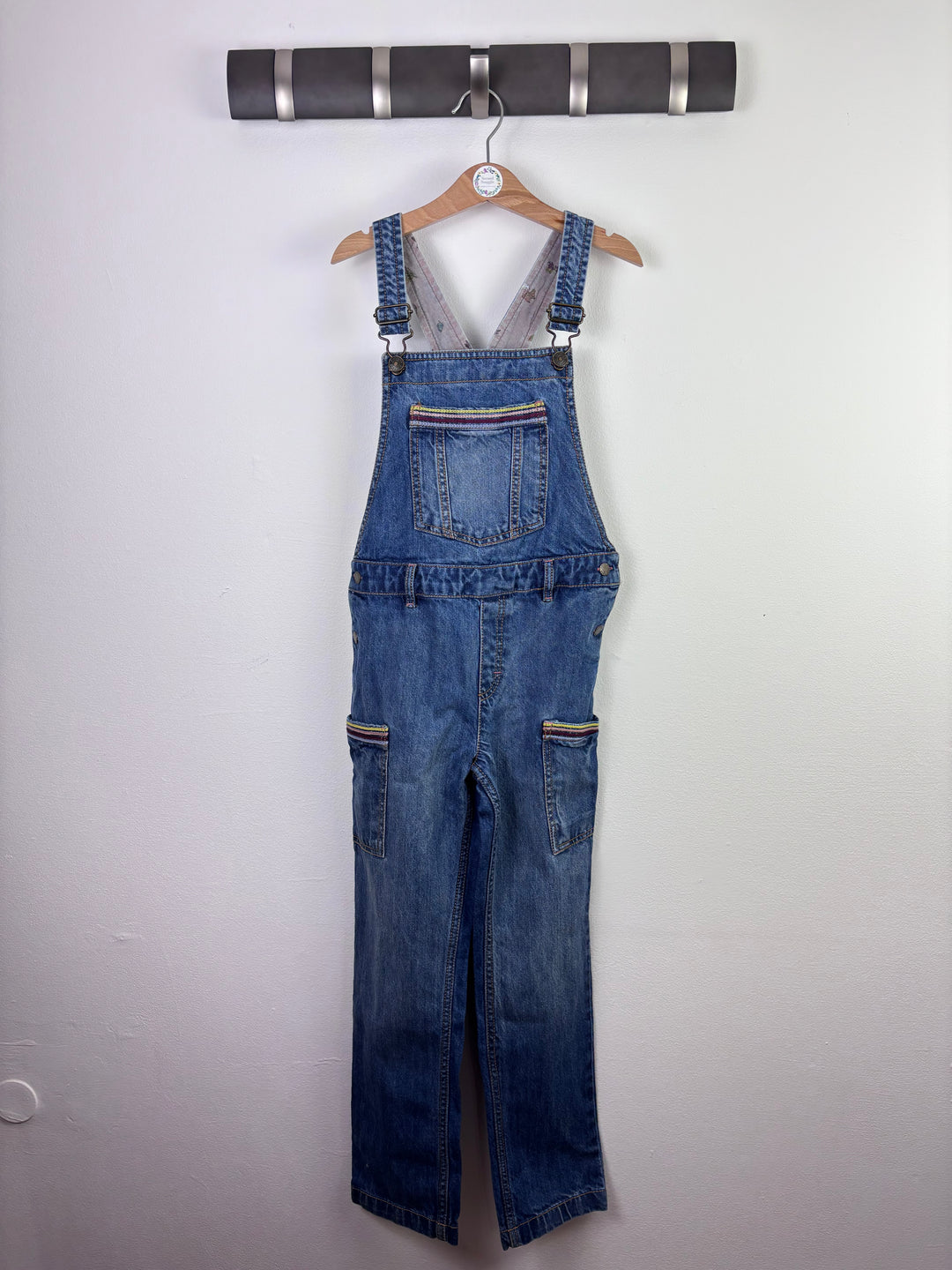 Fat Face Denim Dungarees Rainbow Pocket Detail 8 Years-Dungarees-Second Snuggle Preloved