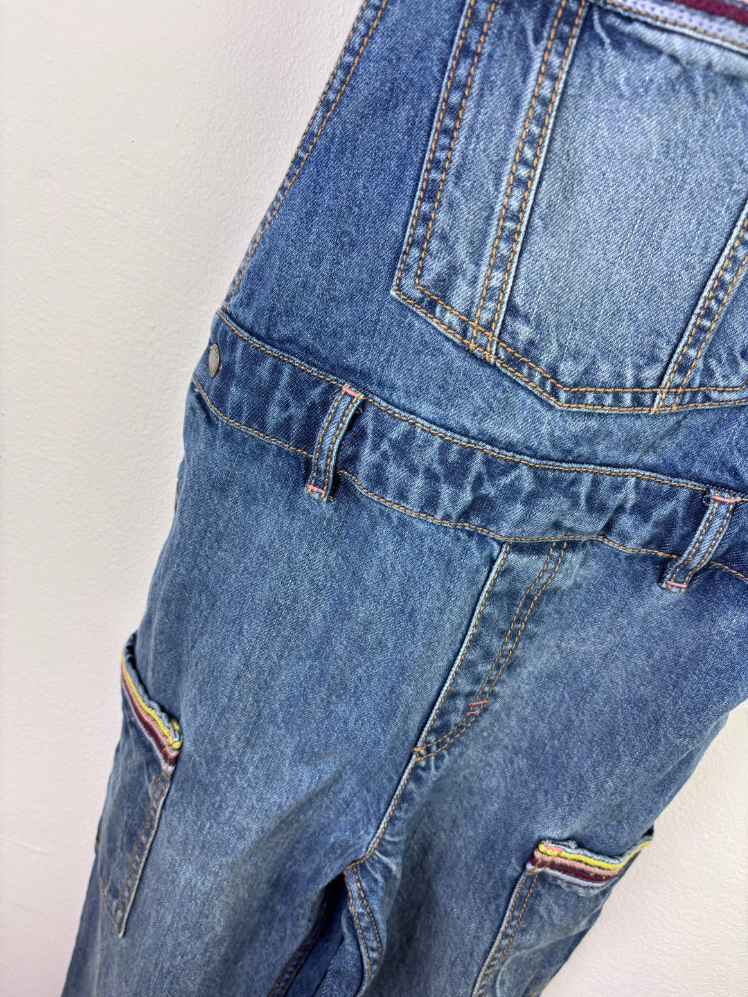 Fat Face Denim Dungarees Rainbow Pocket Detail 8 Years-Dungarees-Second Snuggle Preloved