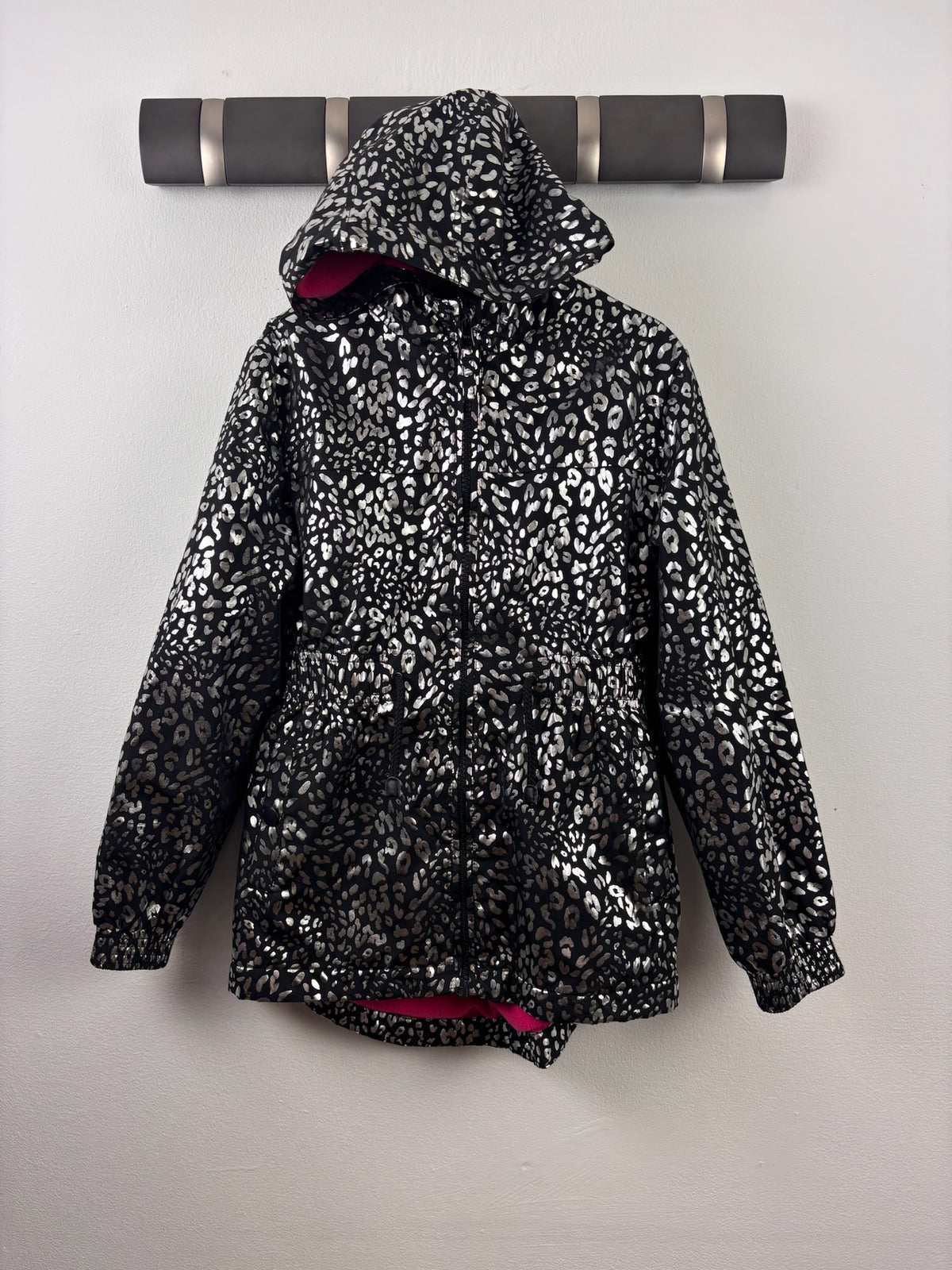 George Black Metallic Leopard Print Hooded Jacket 8-9 Years-Coats-Second Snuggle Preloved