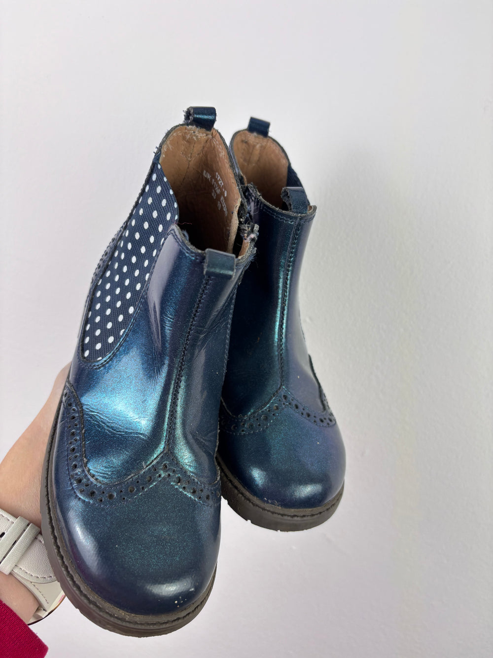 Start-Rite Navy Metallic Chelsea Boots Polka Dot 11.5 F-Boots-Second Snuggle Preloved