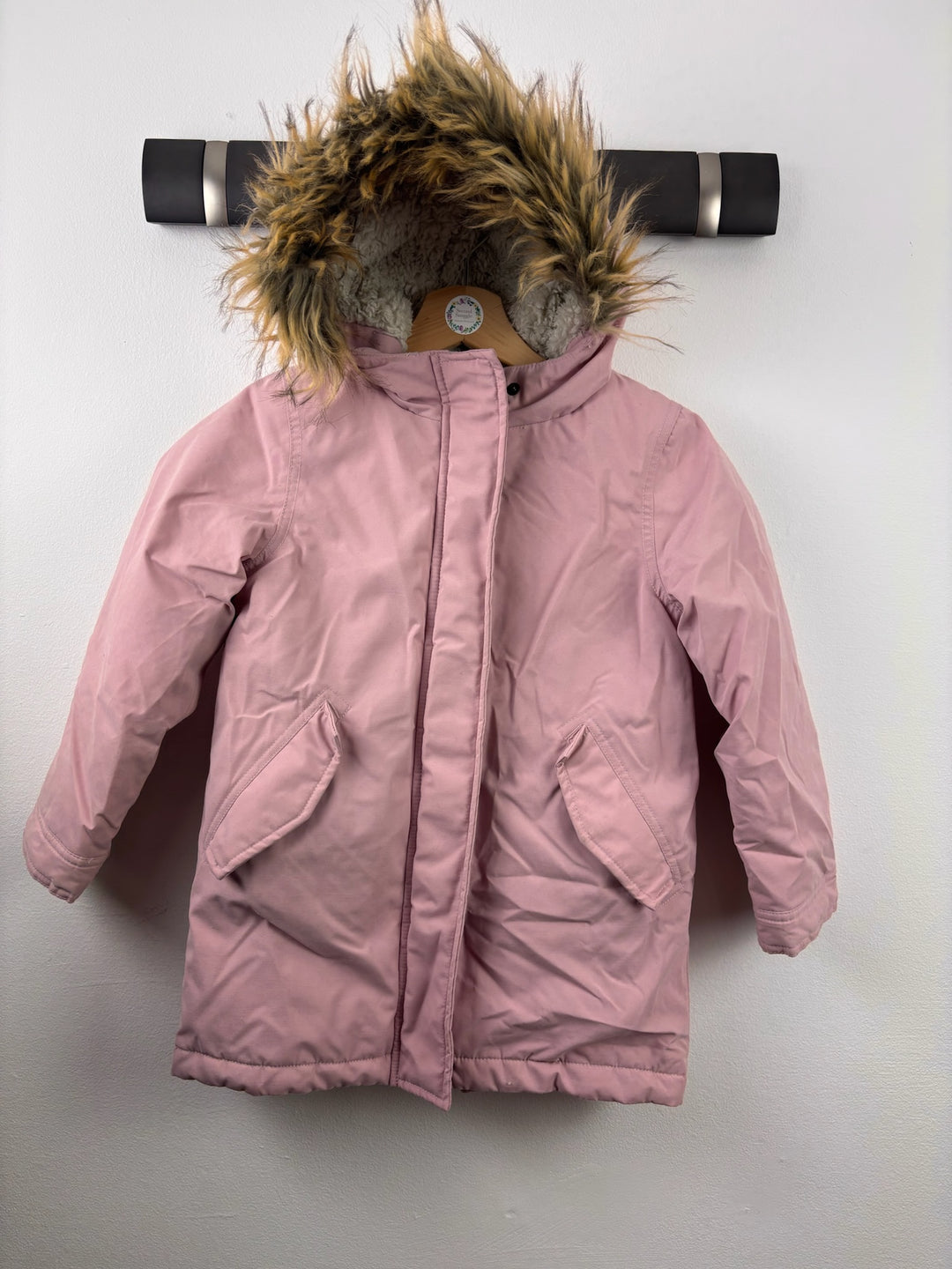 Boden Pink Faux Fur Hooded Parka Coat 8-9 Years