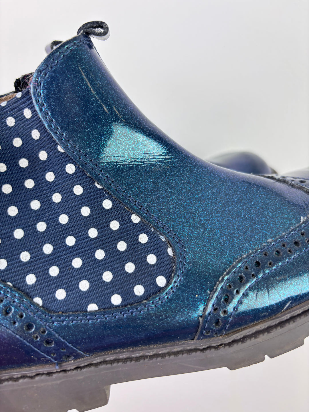 Start-Rite Navy Metallic Chelsea Boots Polka Dot 11.5 F-Boots-Second Snuggle Preloved
