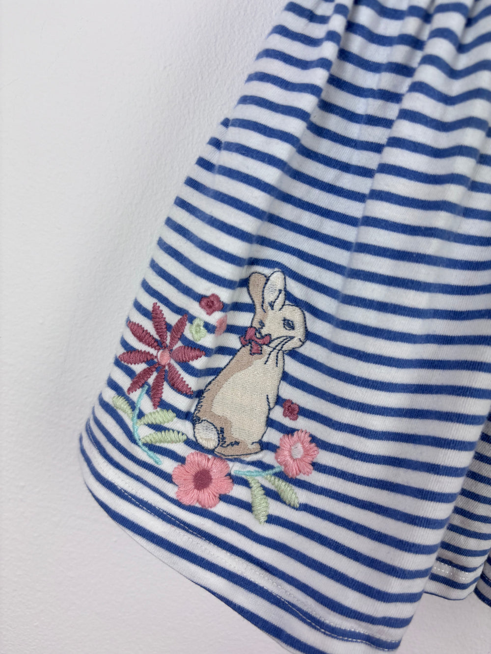 M&S Baby Blue Stripe Dress with Bunny Detail 3-6 Months-Dresses-Second Snuggle Preloved