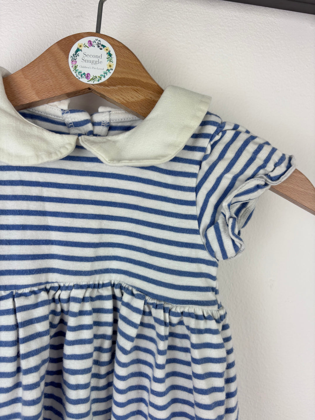 M&S Baby Blue Stripe Dress with Bunny Detail 3-6 Months-Dresses-Second Snuggle Preloved