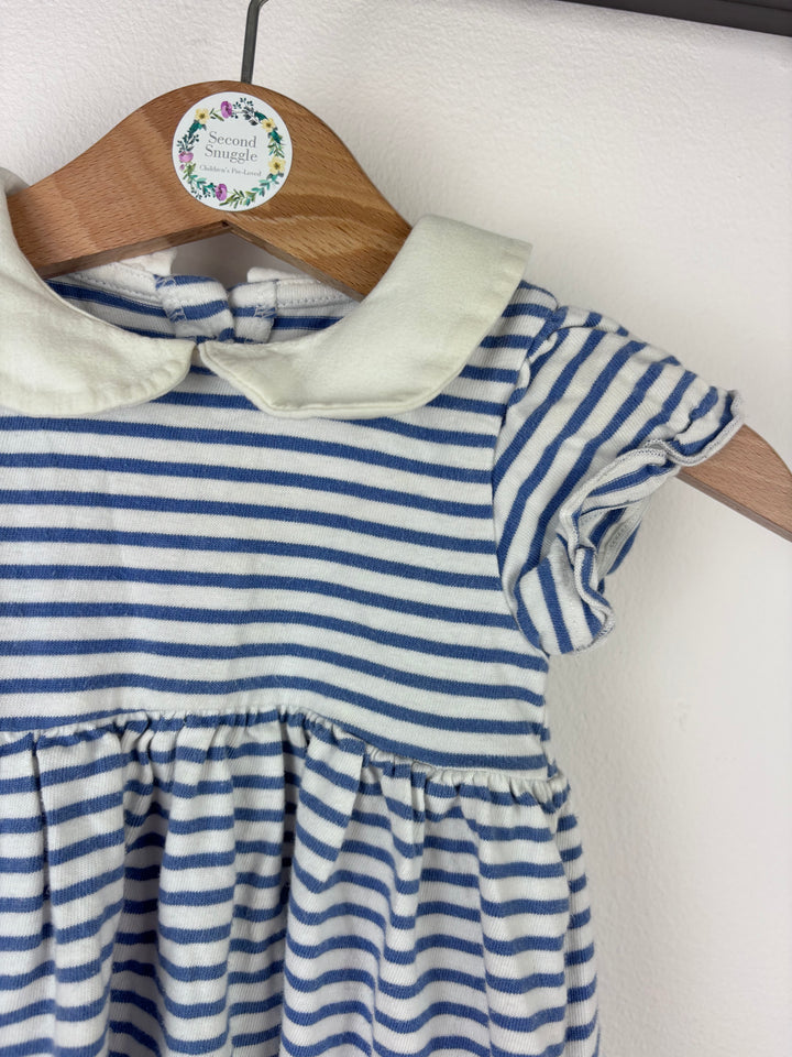 M&S Baby Blue Stripe Dress with Bunny Detail 3-6 Months-Dresses-Second Snuggle Preloved