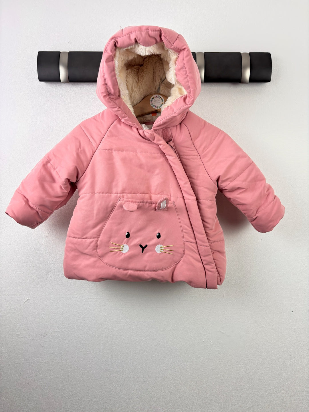 John Lewis Pink Cat Padded Hooded Coat 3-6 Months