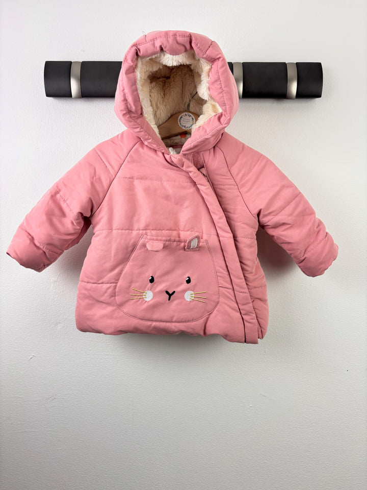 John Lewis Pink Cat Padded Hooded Coat 3-6 Months