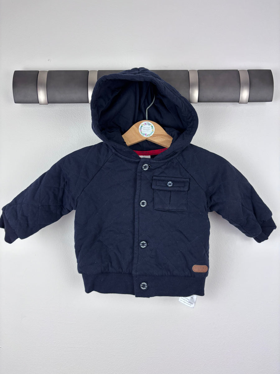 Debenhams Baby Quilted Navy Hoodie Jacket 3-6 Months-Jackets-Second Snuggle Preloved