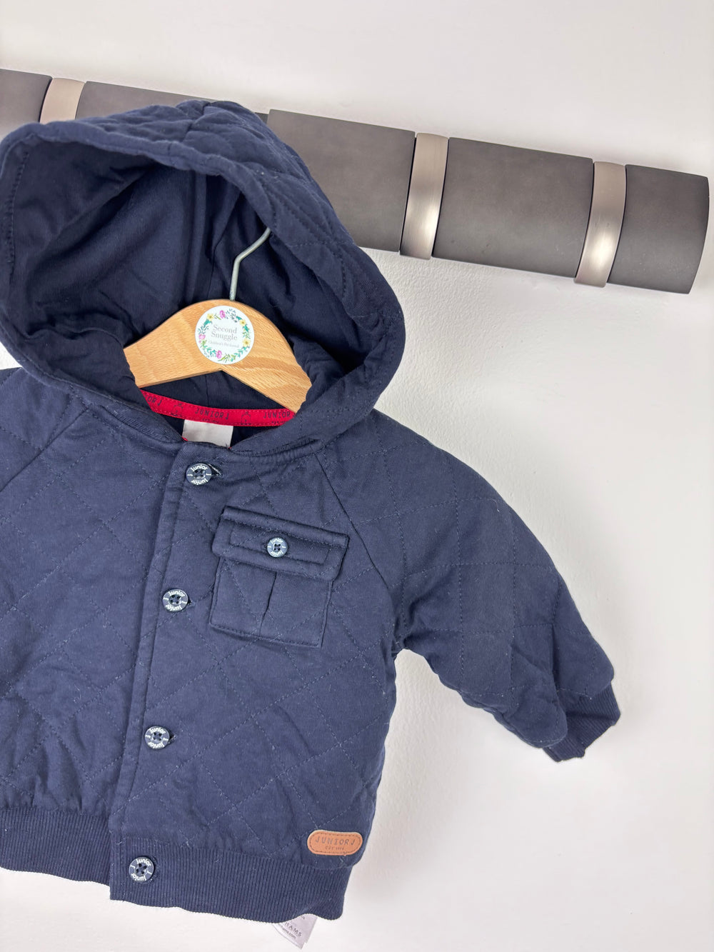 Debenhams Baby Quilted Navy Hoodie Jacket 3-6 Months-Jackets-Second Snuggle Preloved