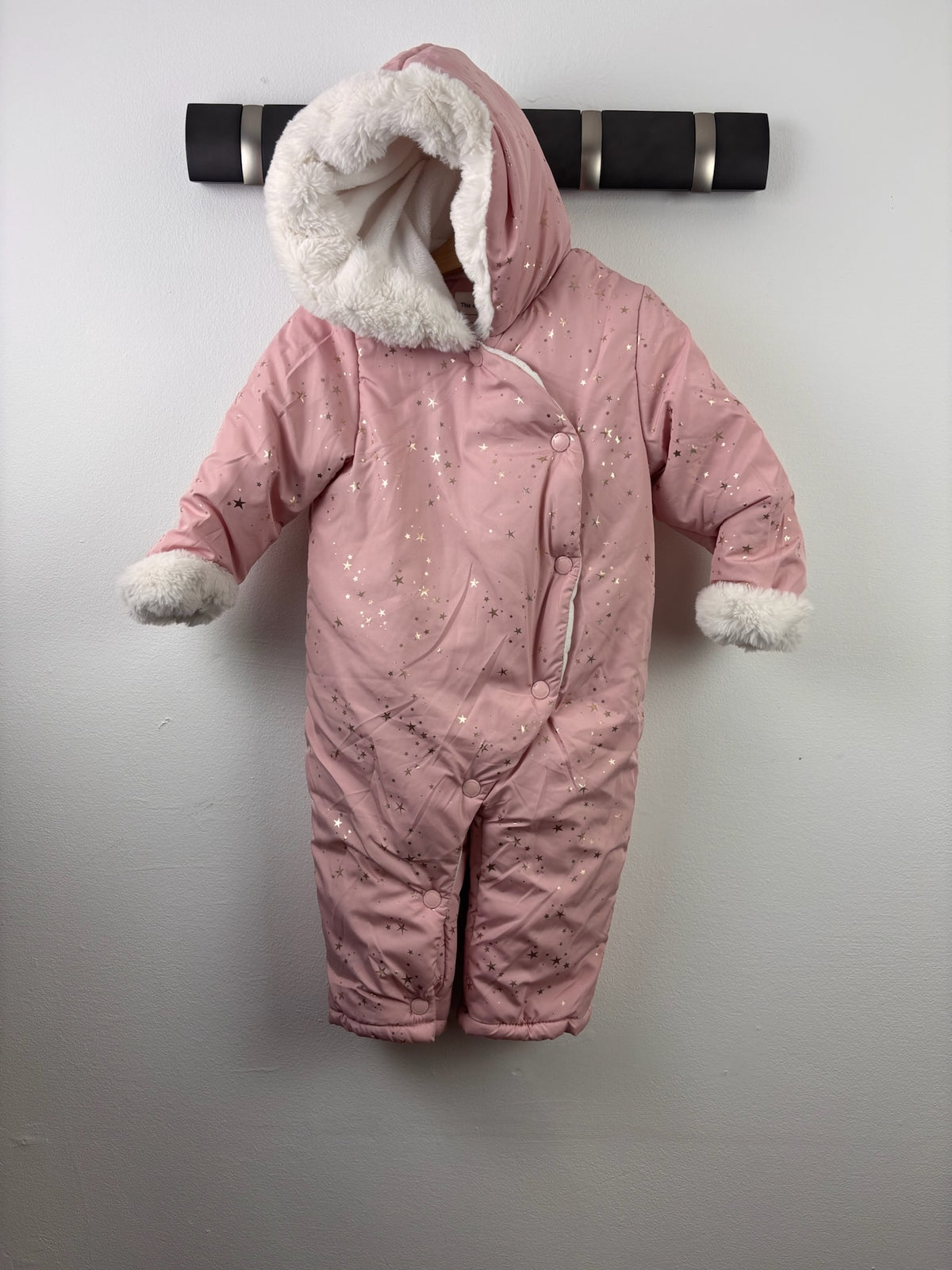John Lewis Pink Star Print Snowsuit 12-18 Months-Snow Suits-Second Snuggle Preloved