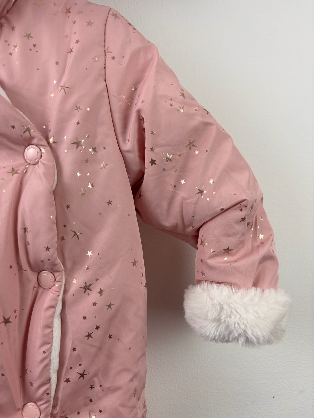 John Lewis Pink Star Print Snowsuit 12-18 Months-Snow Suits-Second Snuggle Preloved