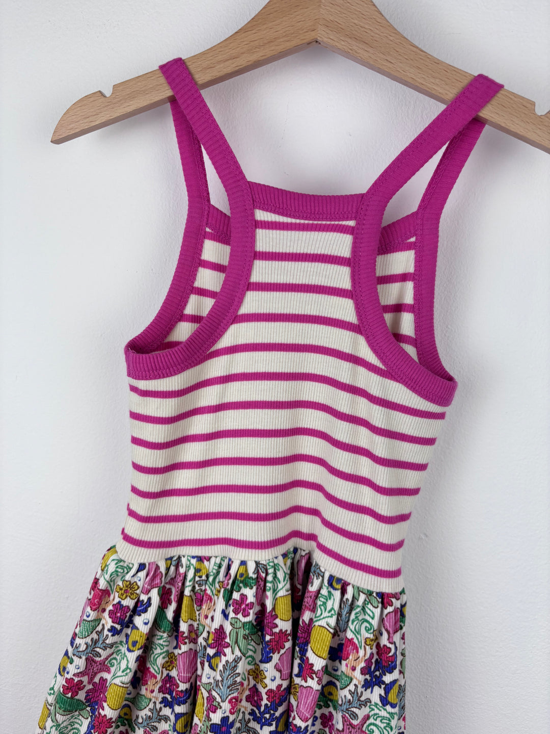 Boden Pink Stripe Ribbed Dress with Sea Life Print Skirt-Dresses-Second Snuggle Preloved