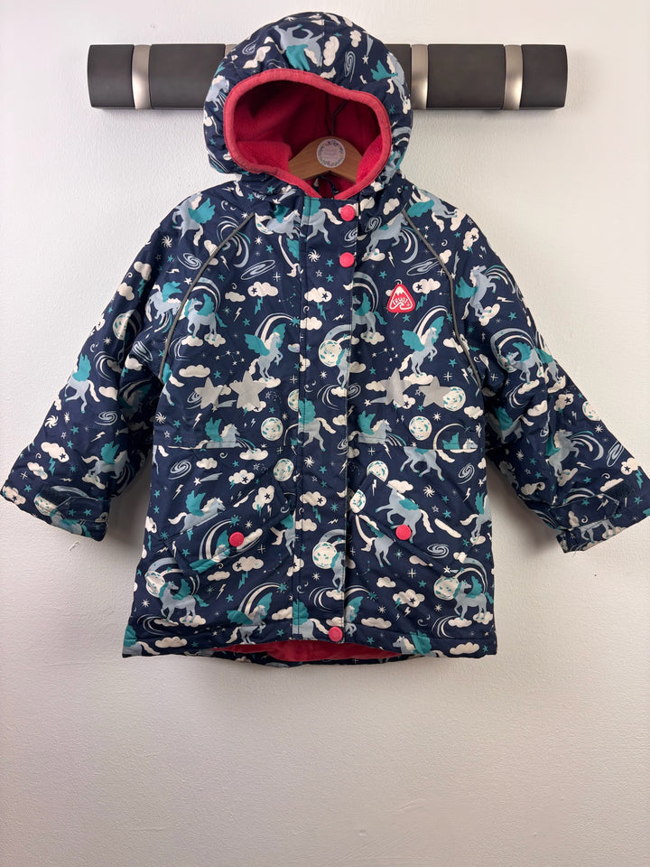 Frugi Navy Pegasus Print Hooded Coat 4-5 Years