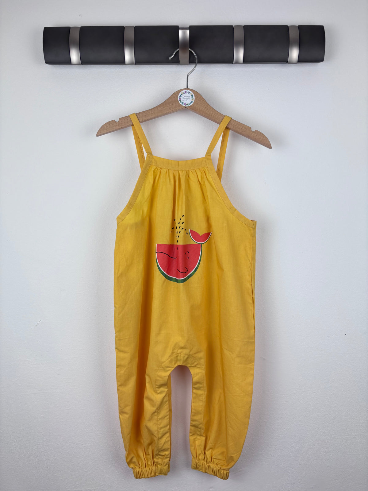Lucy And Sam Yellow Watermelon Print Romper 3-6 Months-Rompers-Second Snuggle Preloved