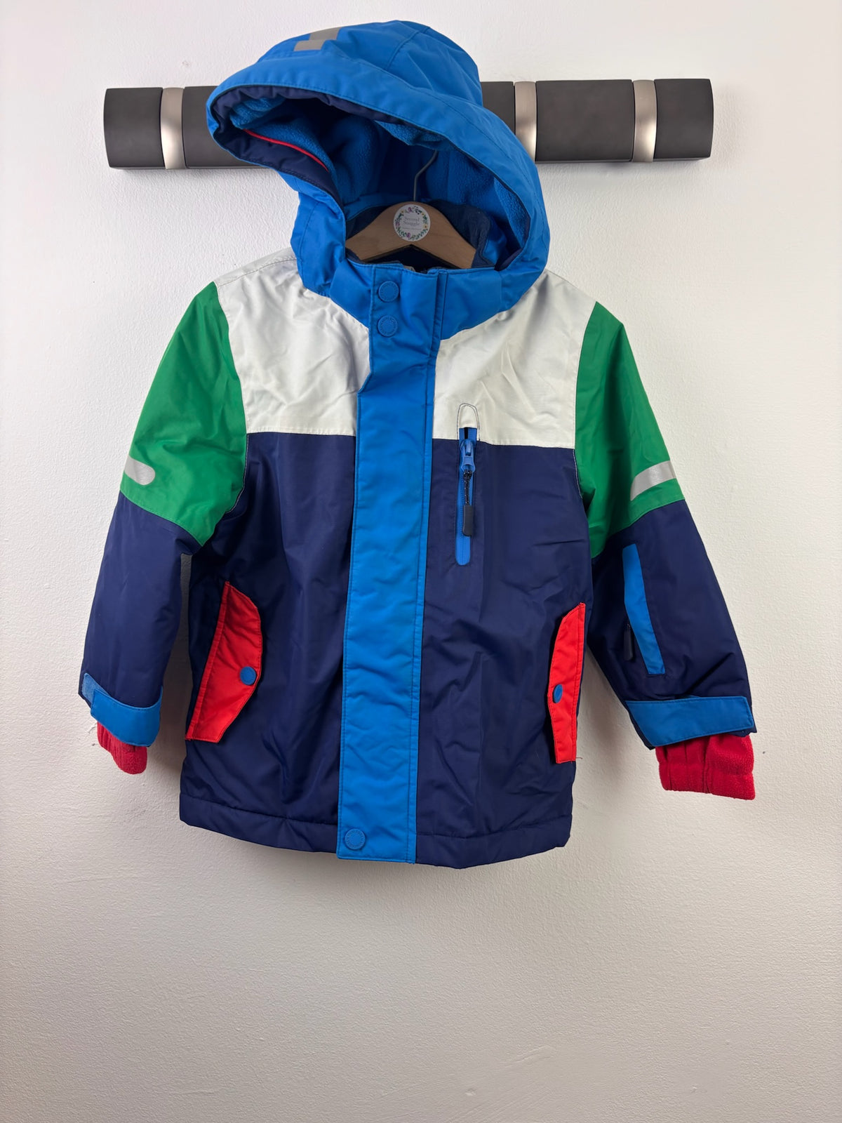 Boden Colour Block Hooded Outdoor Jacket 3-4 Years-Coats-Second Snuggle Preloved