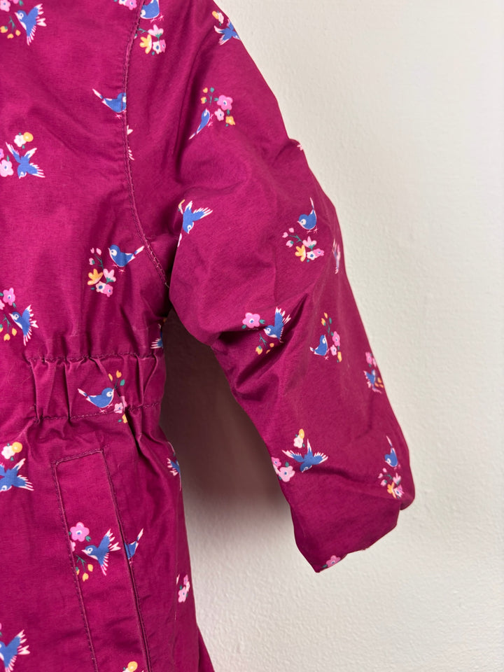 JoJo Maman Bébé Purple Bird Print Hooded Coat 18-24 Months