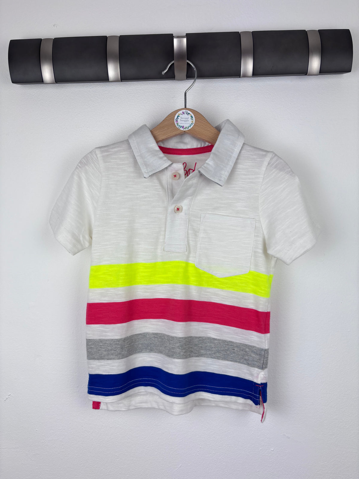 Boden White & Bright Striped Polo Shirt-Tops-Second Snuggle Preloved