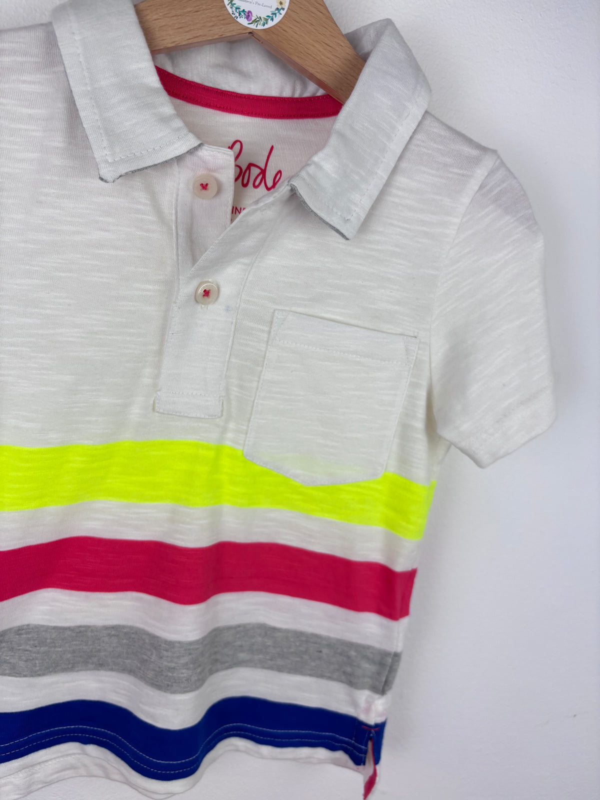 Boden White & Bright Striped Polo Shirt-Tops-Second Snuggle Preloved