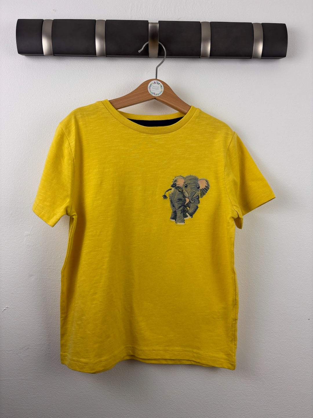 Mini Boden Yellow Embroidered Elephant T-Shirt-Tops-Second Snuggle Preloved