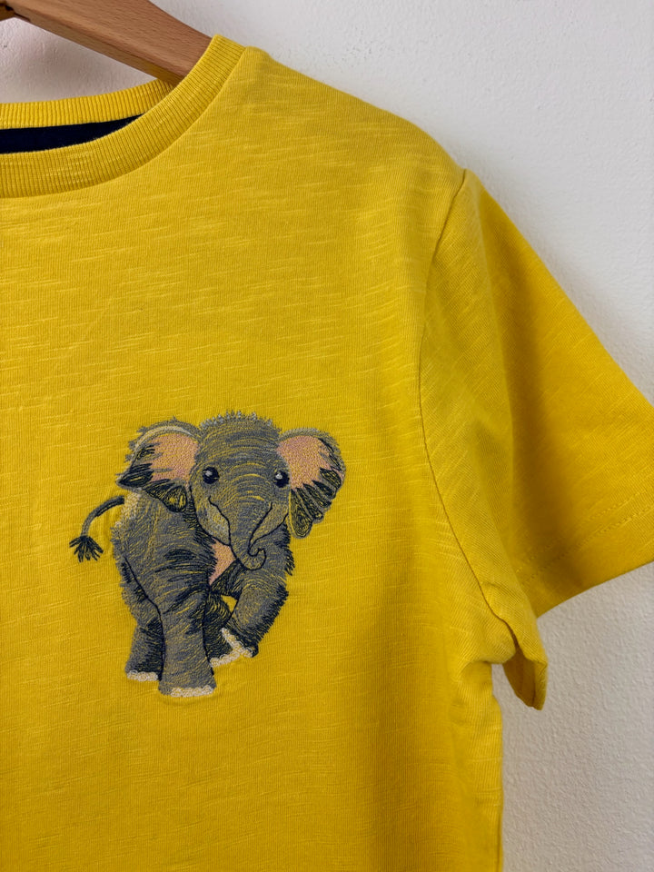 Mini Boden Yellow Embroidered Elephant T-Shirt-Tops-Second Snuggle Preloved