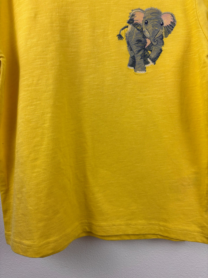 Mini Boden Yellow Embroidered Elephant T-Shirt-Tops-Second Snuggle Preloved
