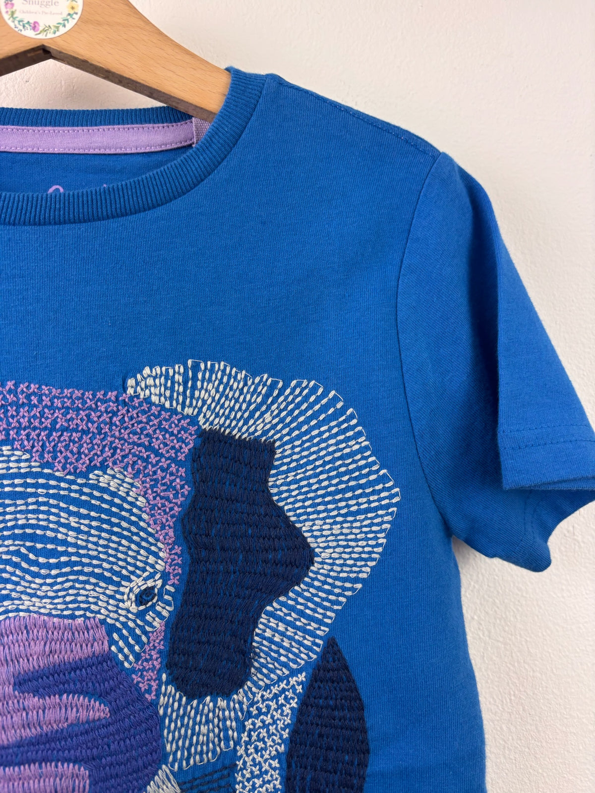 Mini Boden Blue Large Embroidered Elephant T-Shirt-Tops-Second Snuggle Preloved