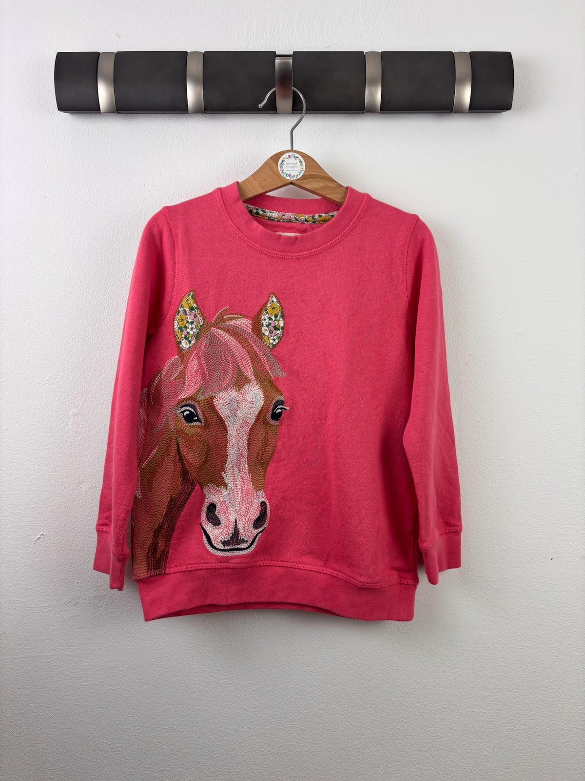 Boden Pink Horse Appliqué Sweatshirt-Jumpers-Second Snuggle Preloved