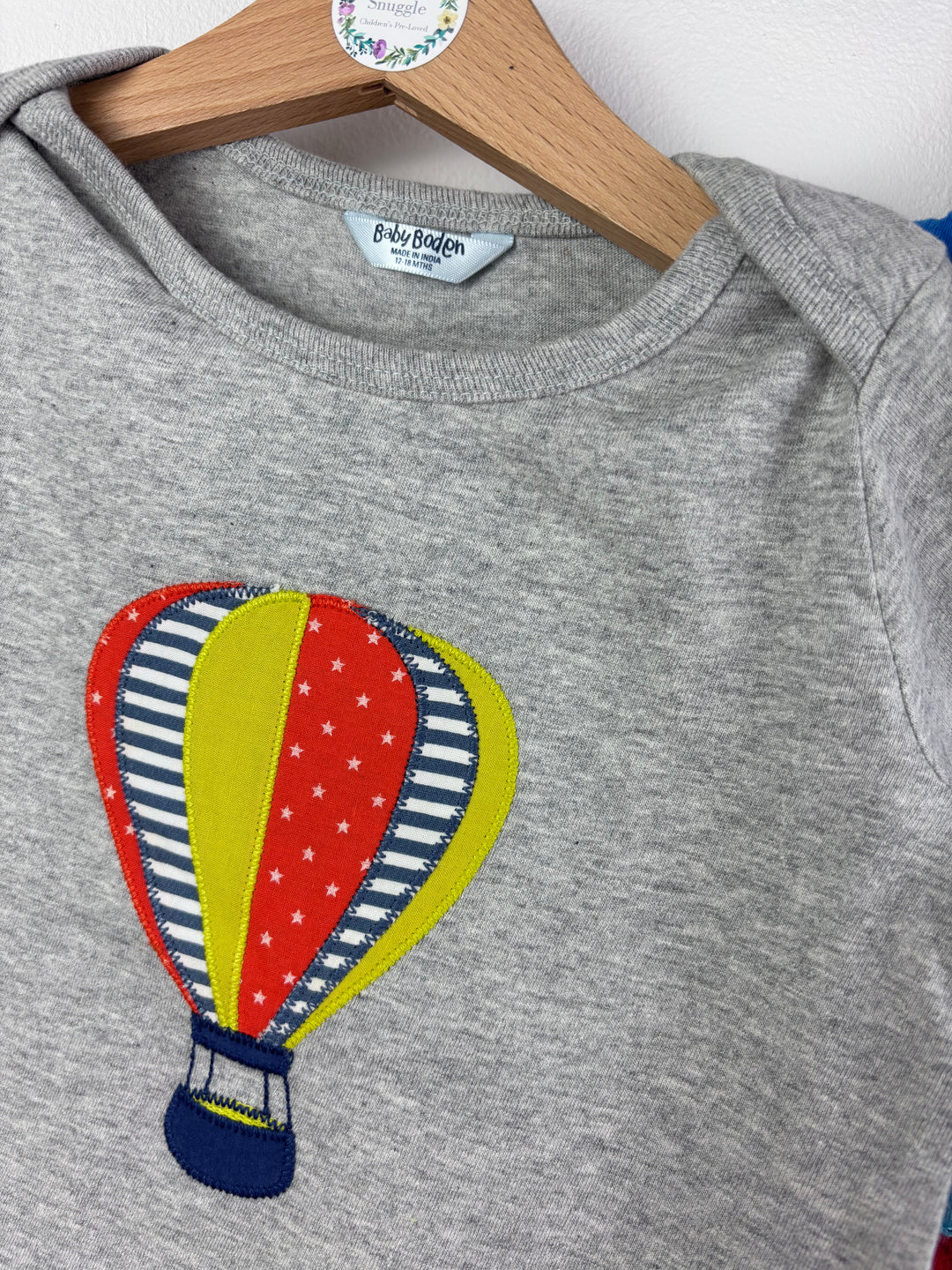 Mini Boden Grey And Blue Top Set 12-18 Months