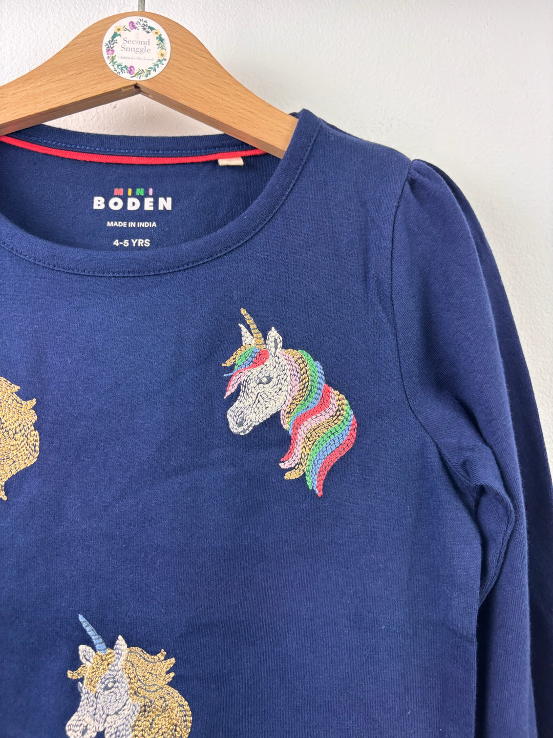 Boden Navy Embroidered Unicorn Long Sleeve Top-Tops-Second Snuggle Preloved