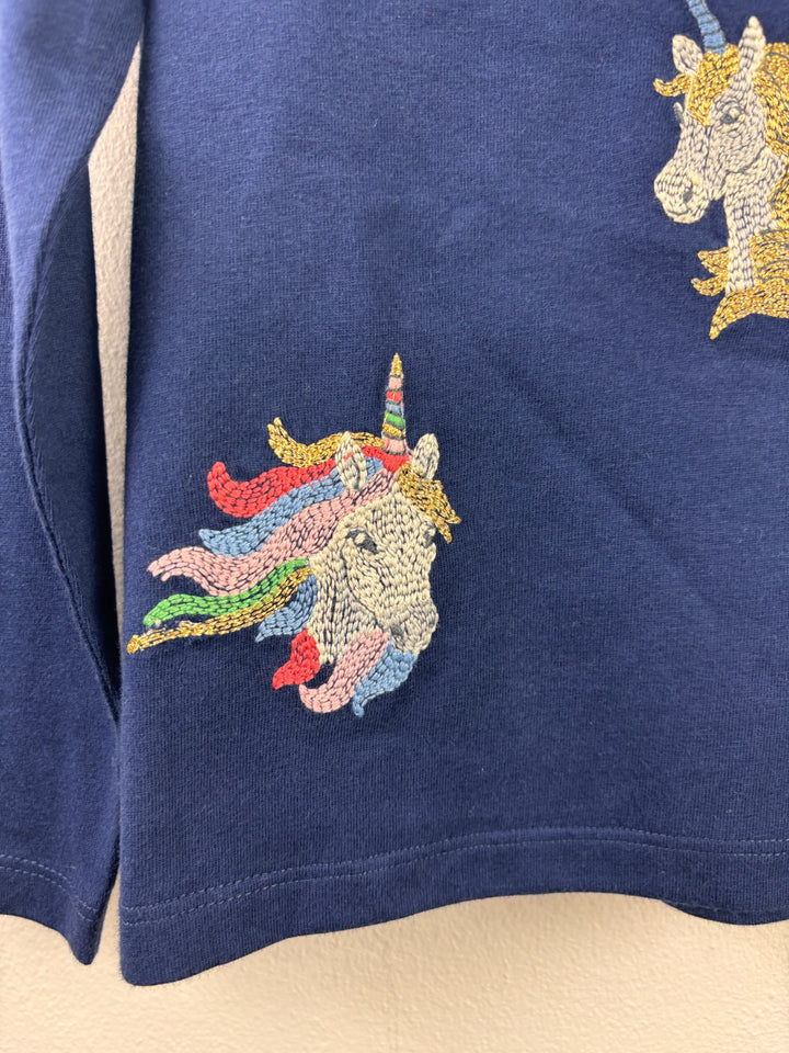 Boden Navy Embroidered Unicorn Long Sleeve Top-Tops-Second Snuggle Preloved