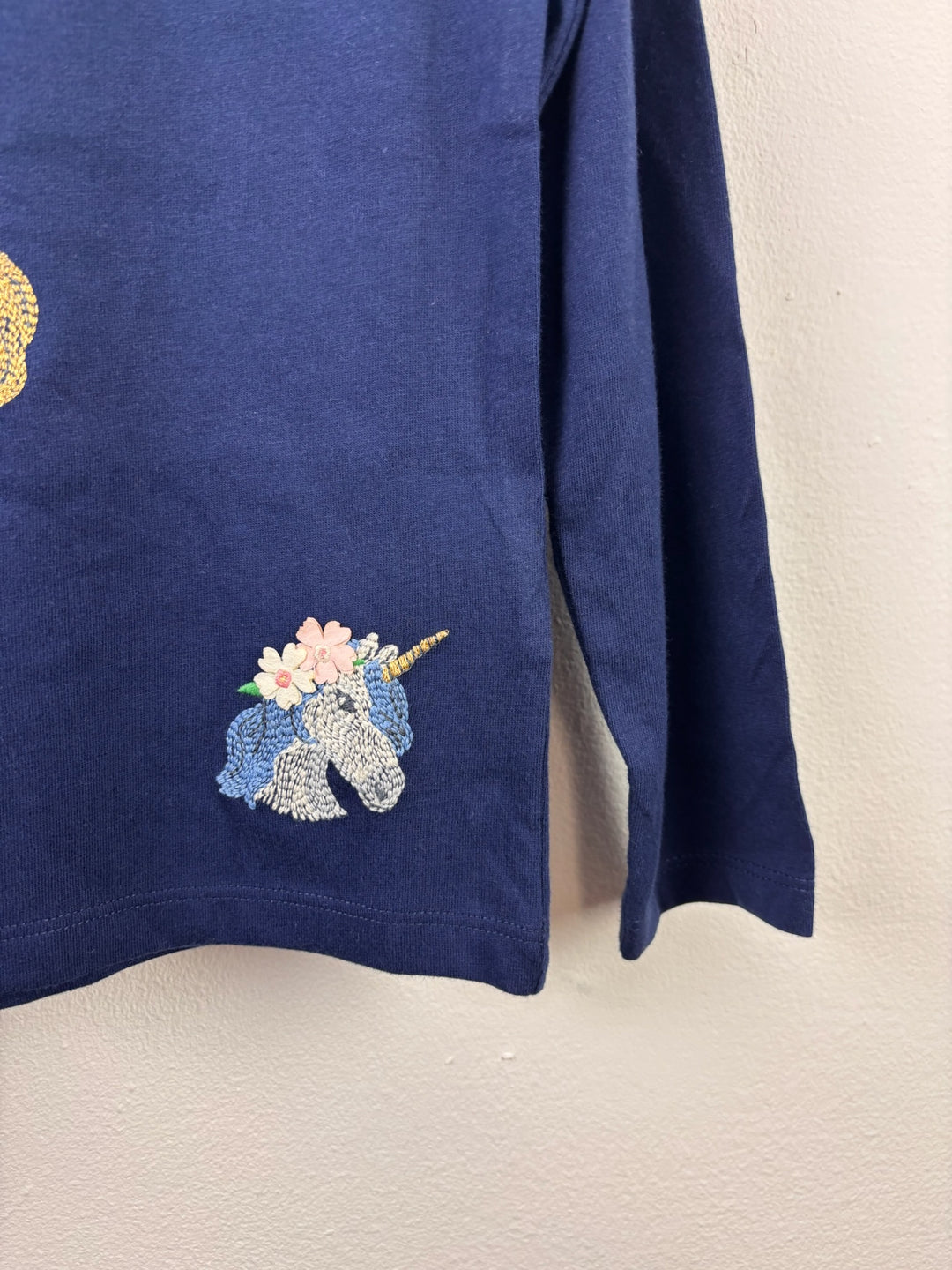 Boden Navy Embroidered Unicorn Long Sleeve Top-Tops-Second Snuggle Preloved