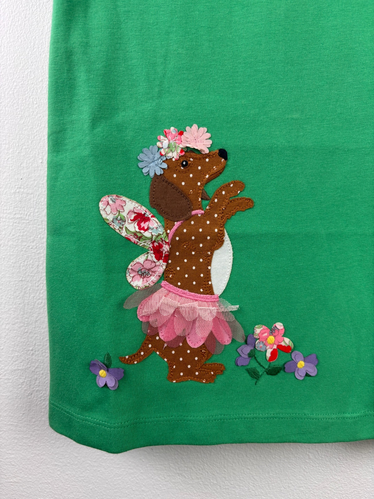 Mini Boden Green Appliqué Fairy Animal Dress-Dresses-Second Snuggle Preloved