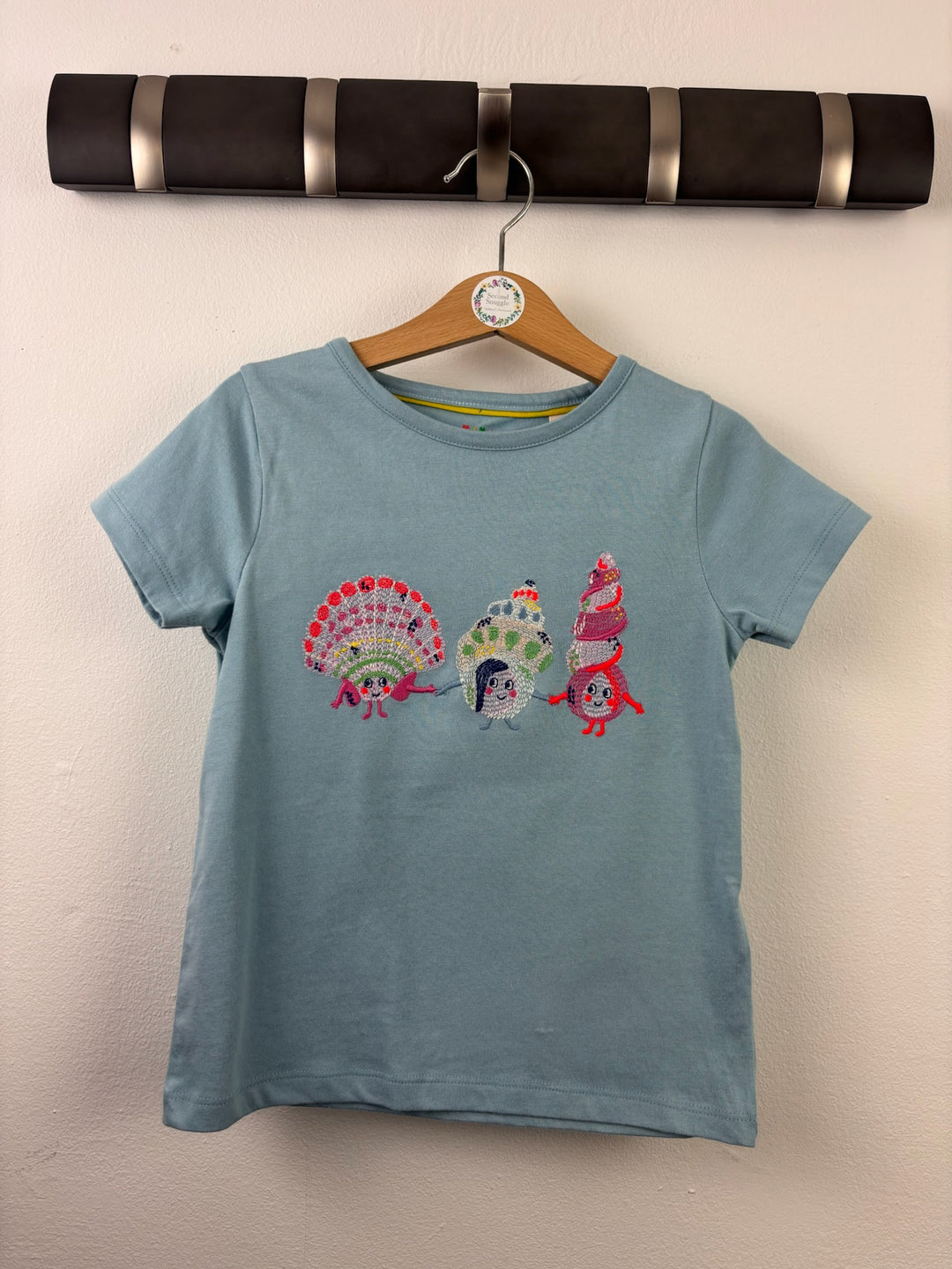 Mini Boden Blue Embroidered Seashell T-Shirt-Tops-Second Snuggle Preloved