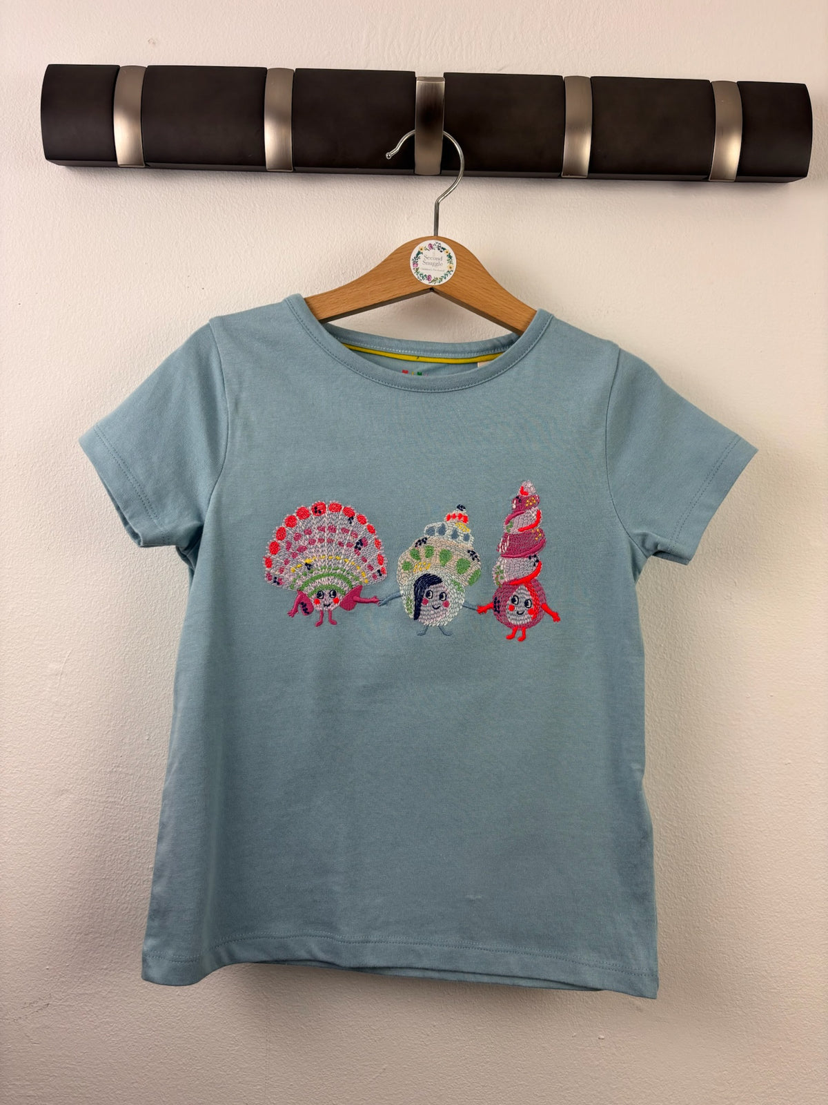 Mini Boden Blue Embroidered Seashell T-Shirt-Tops-Second Snuggle Preloved