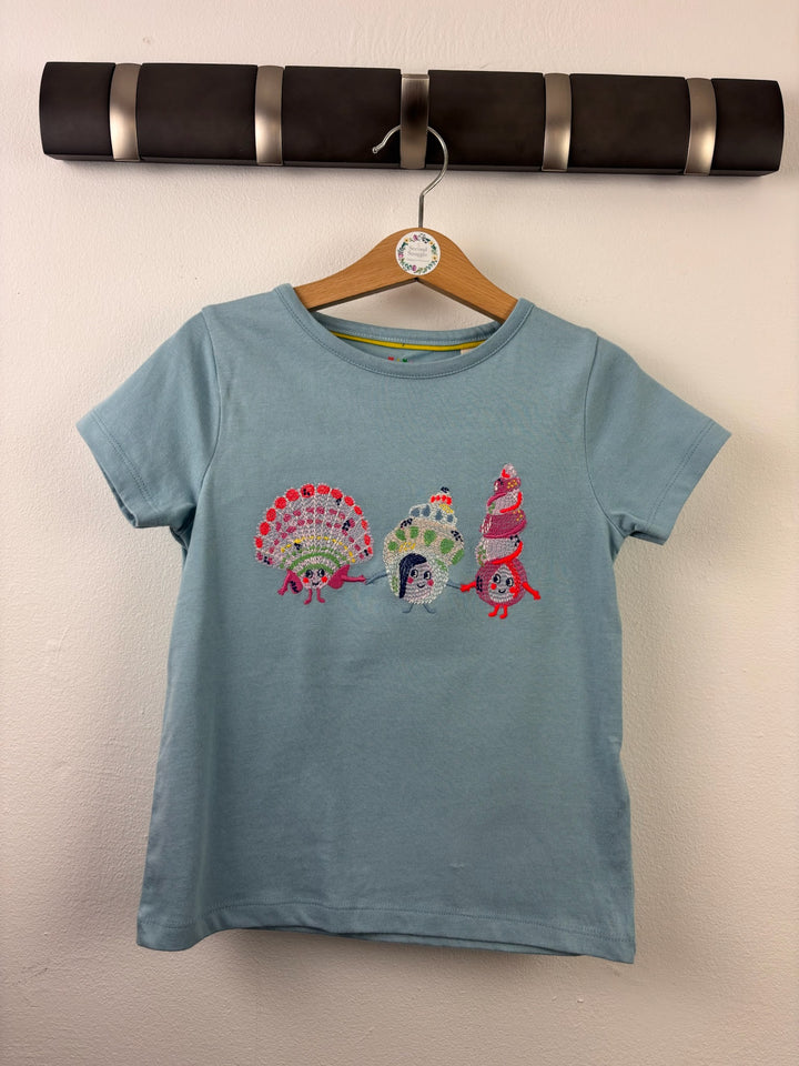 Mini Boden Blue Embroidered Seashell T-Shirt-Tops-Second Snuggle Preloved