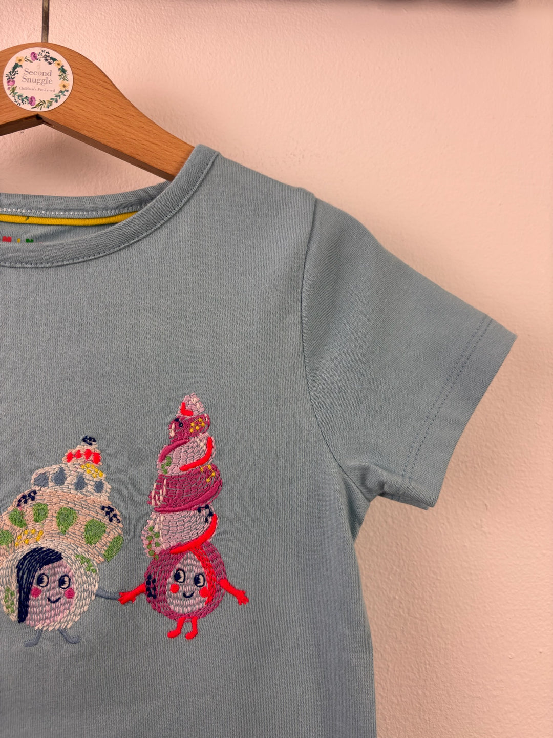Mini Boden Blue Embroidered Seashell T-Shirt-Tops-Second Snuggle Preloved