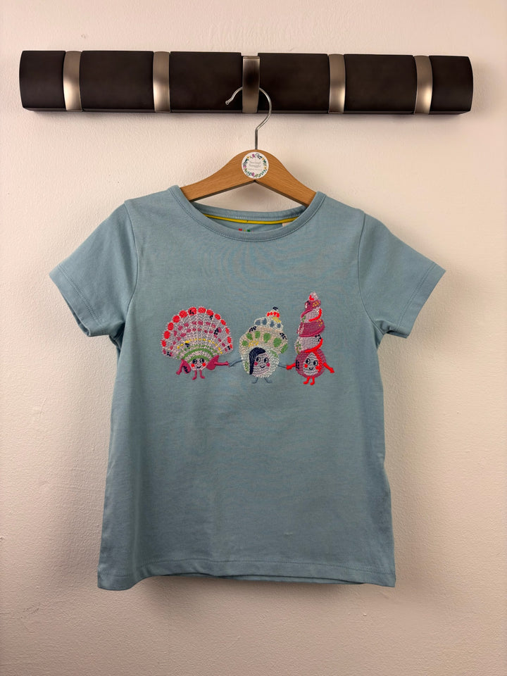 Mini Boden Blue Embroidered Seashell T-Shirt-Tops-Second Snuggle Preloved